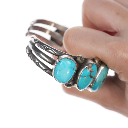 7" Jessie Claw Navajo silver and turquoise cuff bracelet