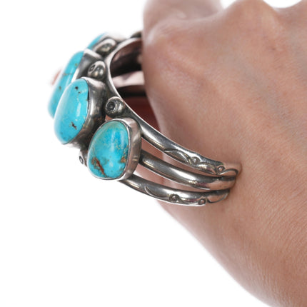 7" Jessie Claw Navajo silver and turquoise cuff bracelet