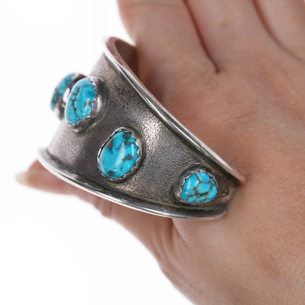 6.5" Vintage M.E. Native American Silver cuff bracelet with turquoise