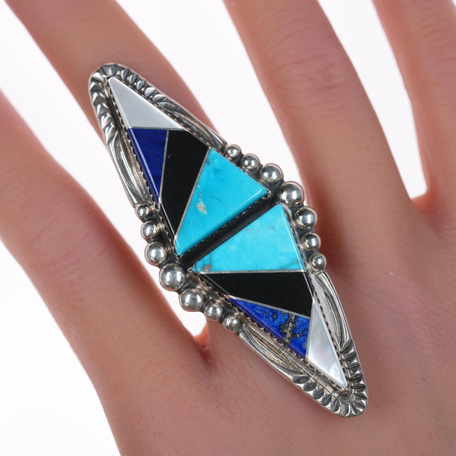 sz8.75 DS Native American sterling channel inlay ring