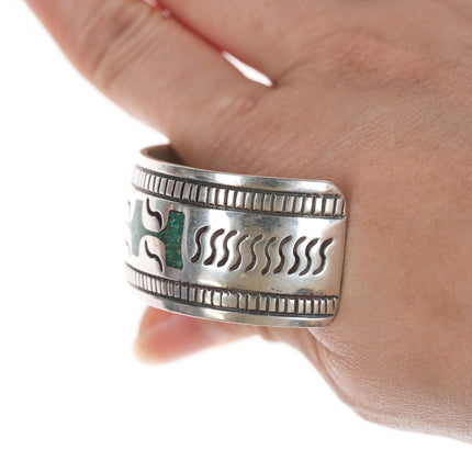 6.25" William Singer Navajo Chip inlay sterling cuff bracelet