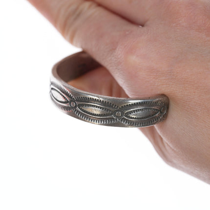 6.5" Vintage Navajo Hand Stamped Sterling Cuff Bracelet