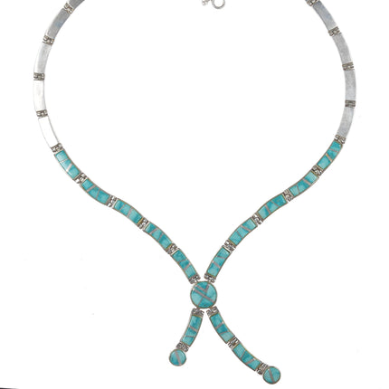 Billy Long Navajo sterling and turquoise channel inlay neckace