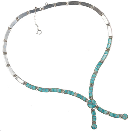 Billy Long Navajo sterling and turquoise channel inlay neckace