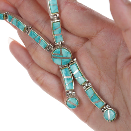 Billy Long Navajo sterling and turquoise channel inlay neckace