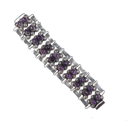 6.5" 1950's Carmen Beckmann Modernist sterling and amethyst bracelet