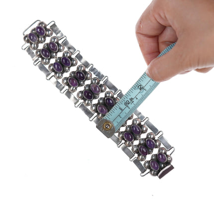 6.5" 1950's Carmen Beckmann Modernist sterling and amethyst bracelet