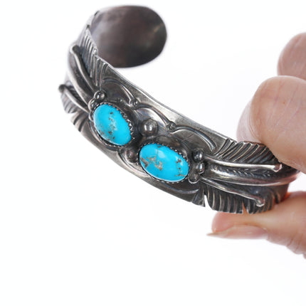 7.25" Mike Thomas Jr Navajo sterling and turquoise cuff bracelet