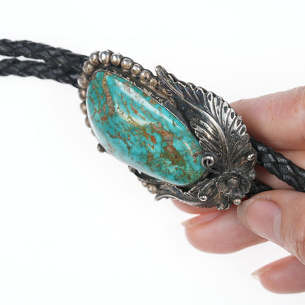 Garrison Boyd Navajo High Grade turquoise silver bolo tie