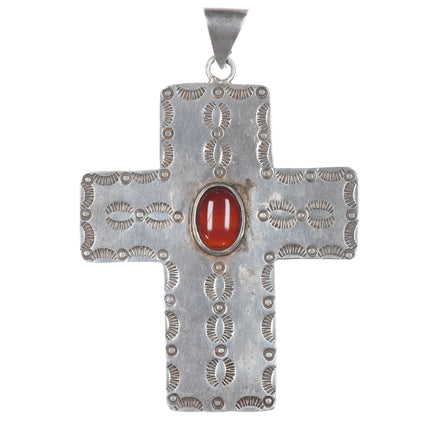 Large HB Southwestern Sterling and agate cross pendant