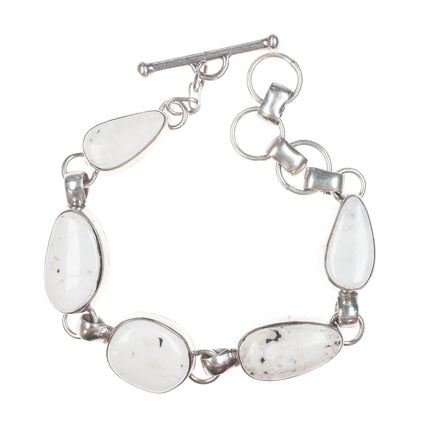 6.5"-8" TG Southwestern Sterling White Buffalo link bracelet