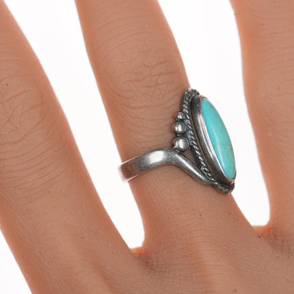 sz7 Vintage Bell trading post sterling and oval turquoise ring