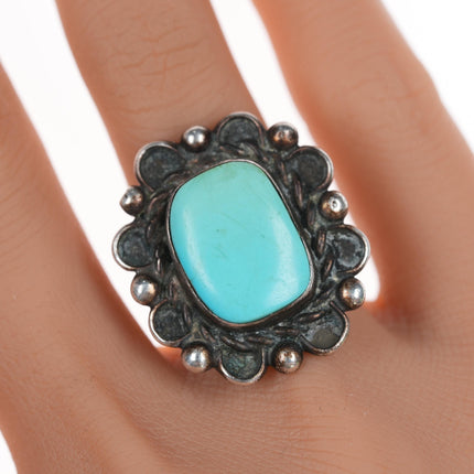 sz4.5 Vintage silver and light blue turquoise ring