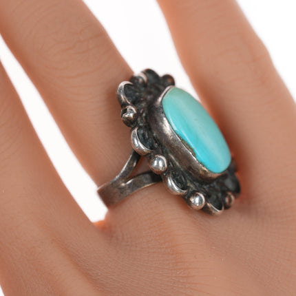 sz4.5 Vintage silver and light blue turquoise ring