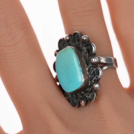 sz4.5 Vintage silver and light blue turquoise ring