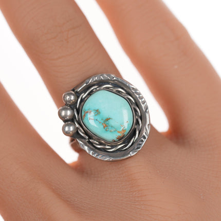 sz7 Vintage Navajo silver and light blue turquoise ring