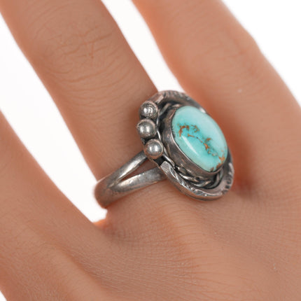 sz7 Vintage Navajo silver and light blue turquoise ring