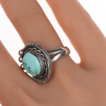 sz7 Vintage Navajo silver and light blue turquoise ring