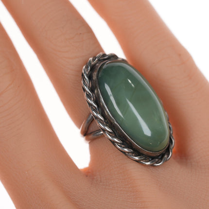 sz4 ALR Vintage Native American silver and green stone ring