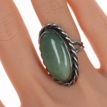 sz4 ALR Vintage Native American silver and green stone ring