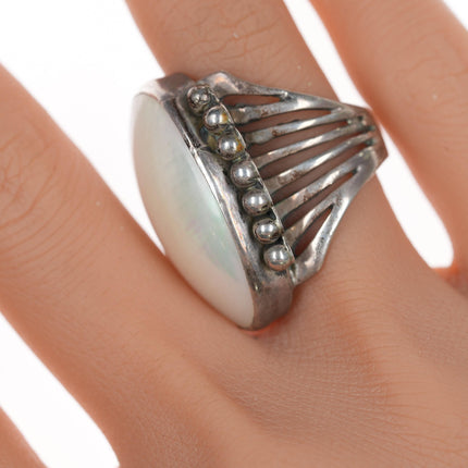 sz8 Vintage southwestern sterling mabe pearl ring