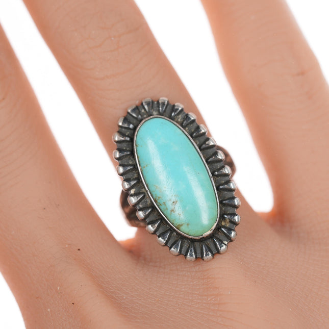 sz6 Vintage Bell Trading post sterling and turquoise ring