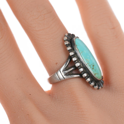 sz6 Vintage Bell Trading post sterling and turquoise ring