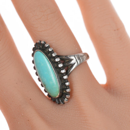 sz6 Vintage Bell Trading post sterling and turquoise ring