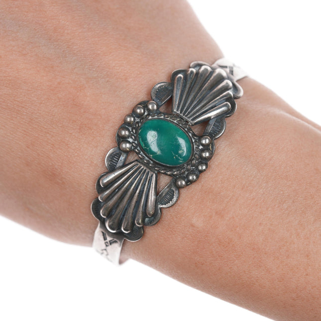 6 3/8" 30's-40's Silver Products Coin Silver turquoise cuff bracelet