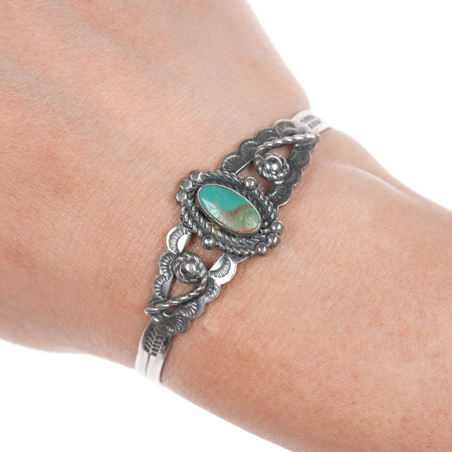 5 7/8" 40's-50's Bell Trading post silver and turquoise cuff bracelet