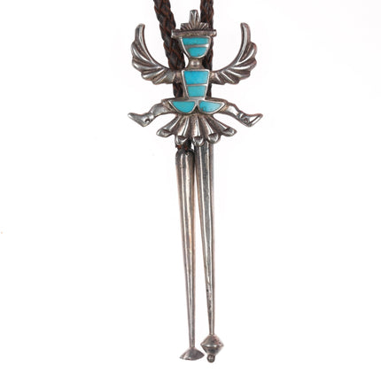 40's-50's Horace Iule Zuni silver bolo tie with inlaid turquoise