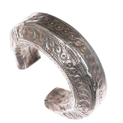 6" Antique SE Asian Golden triangle silver cuff bracelet