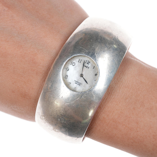 6 7/8" Working Carson Blackgoat Navajo silver watch cuff bracelet