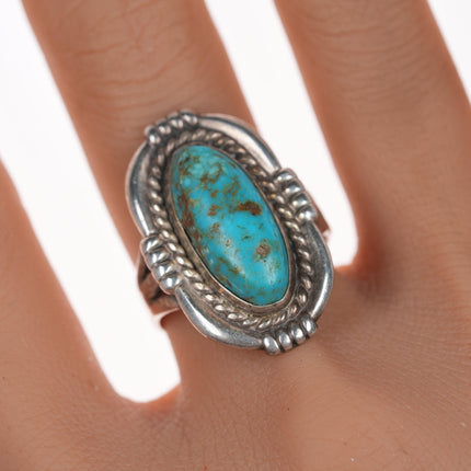 sz9.75 Vintage Navajo silver ring with turquoise