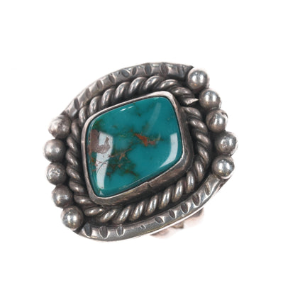 Sz8 Vintage Native American sterling ring with nice turquoise