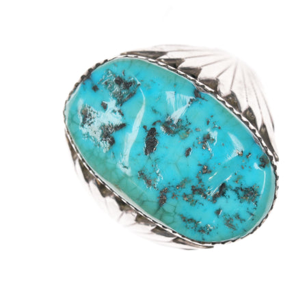 Sz12.75 Robert and Bernice Leekya Zuni sterling and turquoise ring