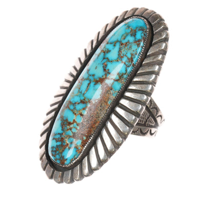 sz9 Calvin Martinez Navajo large sterling high grade turquoise ring