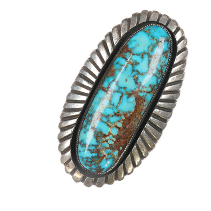 sz9 Calvin Martinez Navajo large sterling high grade turquoise ring