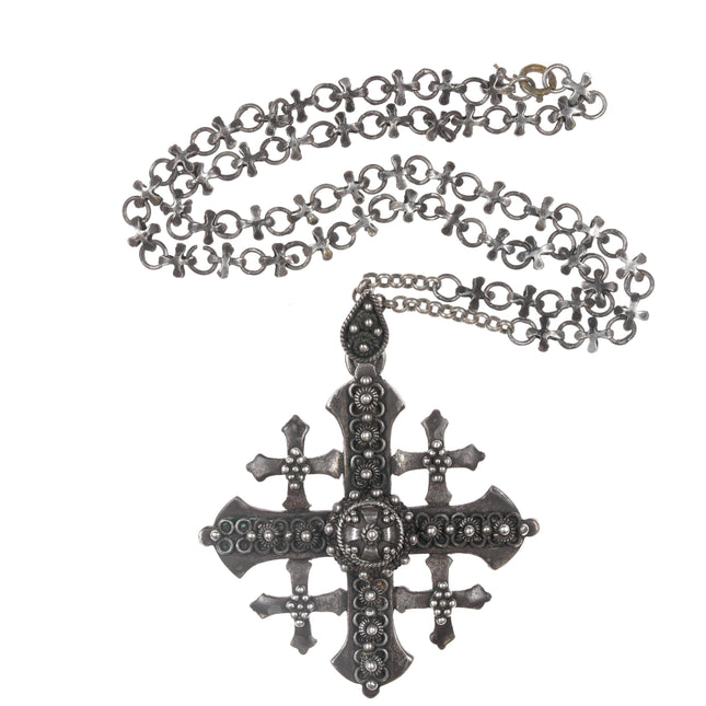 Vintage 900 silver Jerusalem Cross Necklace