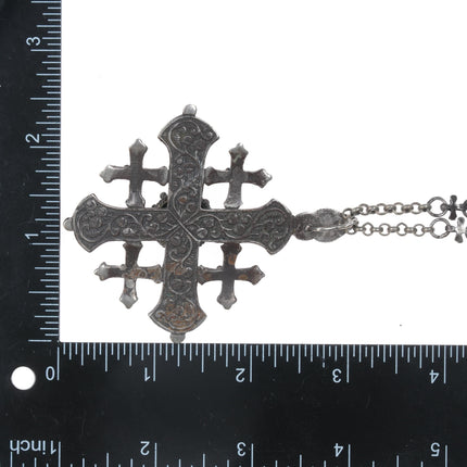 Vintage 900 silver Jerusalem Cross Necklace