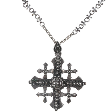 Vintage 900 silver Jerusalem Cross Necklace