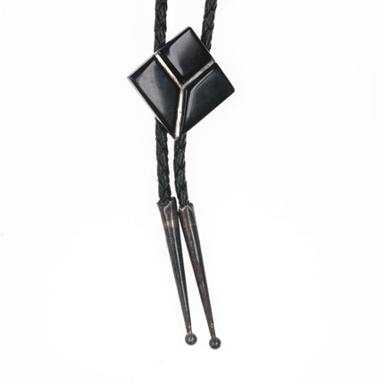 WV Sterling Onyx channel inlay bolo tie