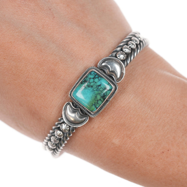 6.5" Harry Morgan (1947-2008) Navajo Sterling twisted wire cuff bracelet with turquoise