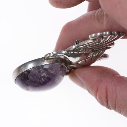 William Spratling sterling Bird pin with amethyst