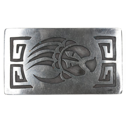 Vintage Navajo sterling claw belt buckle in overlay style