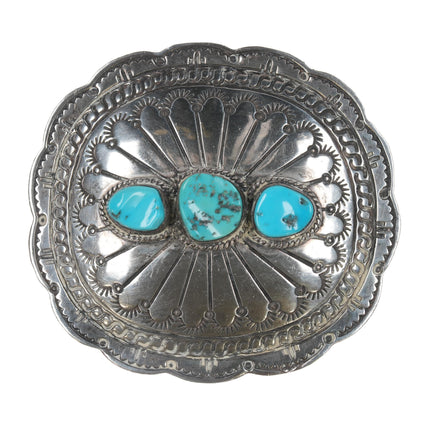 FT Sterling Native American belt buckle with turquoise