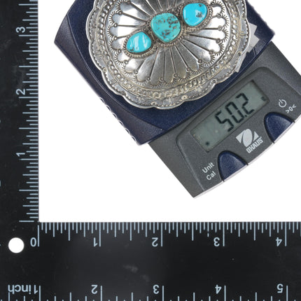 FT Sterling Native American belt buckle with turquoise