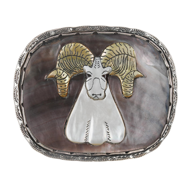 Effie Qualo Zuni Bighorn ram sterling belt buckle