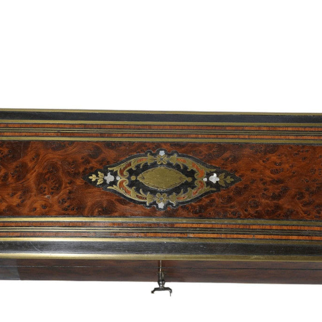 c1890 Antique French Marquetry Brass/mother of pearl inlaid Jewel casket