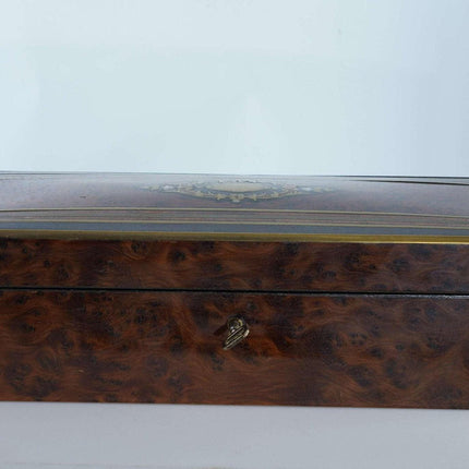 c1890 Antique French Marquetry Brass/mother of pearl inlaid Jewel casket